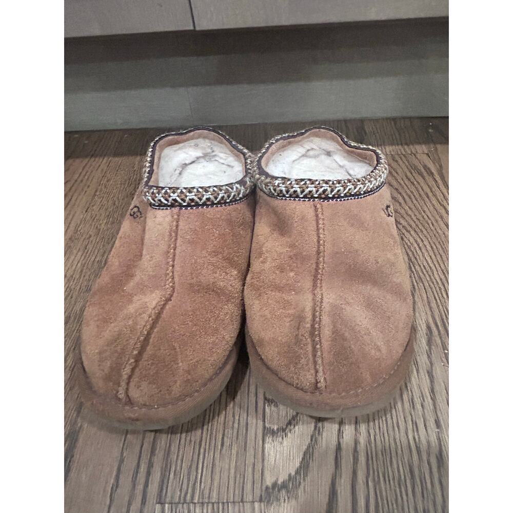 UGG Tasman Chestnut Suede Shearling Slippers Mules Women's Sz5 Comfort Cabincore - Picture 2 of 10